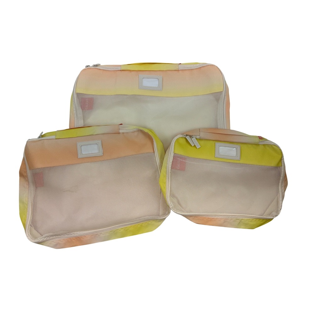 CALPAK 3 Piece Packing Cube Set Yellow Ombre Mesh Travel Organizers Luggage Zip